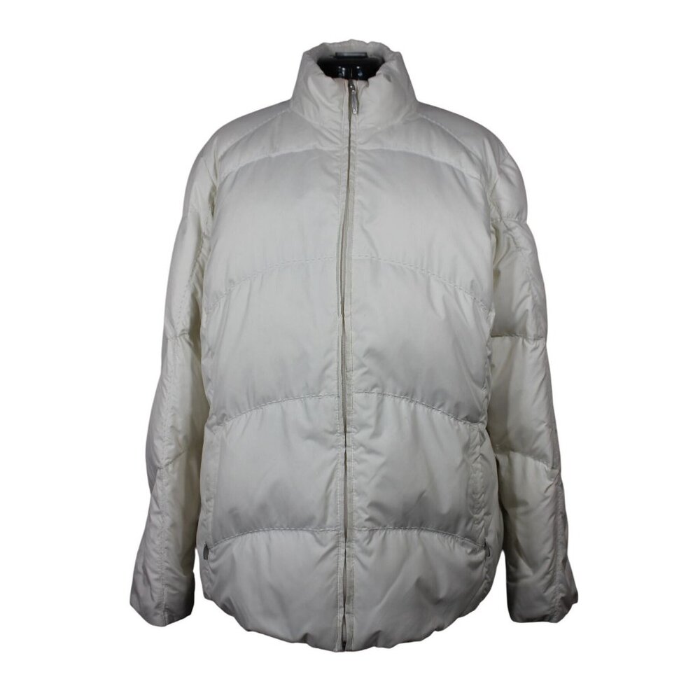 Eddie Bauer women's ivory full zip premium goose down filled puffer jacket 2X